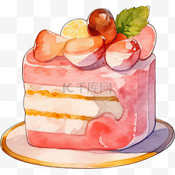 卡通水彩蛋糕图片_卡通水彩小蛋糕水果蛋糕