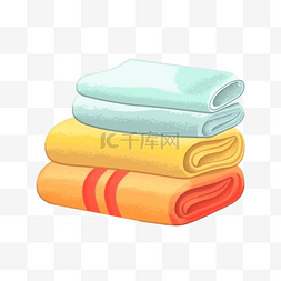 毛巾毛巾图片_手绘插画风免抠元素叠好的毛巾