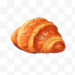 软欧面包图片_卡通手绘甜品牛角包面包