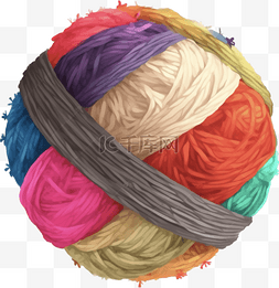 毛线球线稿图片_彩色缤纷毛线团元素