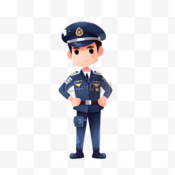 警徽与警察图片_卡通手绘黑色警察职业