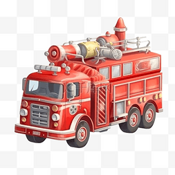 扁平卡通免抠图素材消防车
