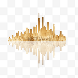金色建筑图片_金色城市水平线天际线建筑剪影