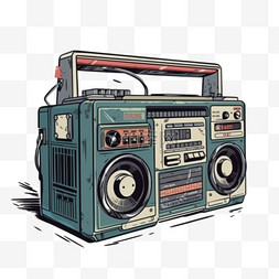 卡通手绘电子产品收音机