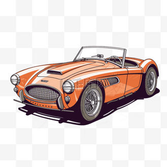 手绘插画风免抠元素敞篷跑车