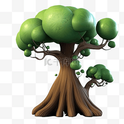 3d大树图片_卡通手绘3D大树树木
