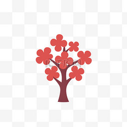老年大学logo图片_扁平风简约红红樱花图案