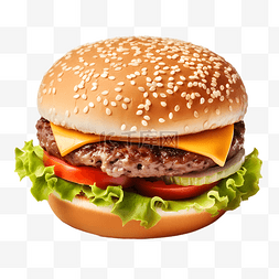 汉堡食品图片_美味单层牛肉汉堡真实拍摄
