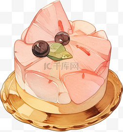 卡通水彩蛋糕图片_卡通水彩小蛋糕水果蛋糕