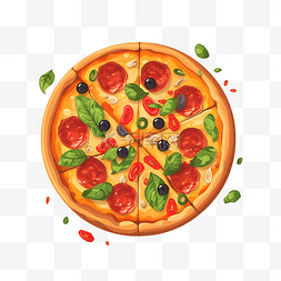 卡通西餐披萨手绘