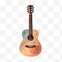 吉他教程图片_扁平风格彩色流行吉他