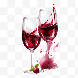 卡通手绘葡萄酒红酒杯
