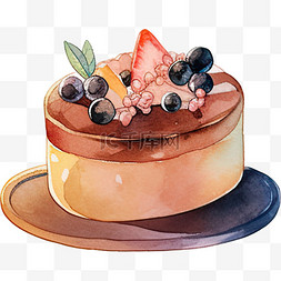 小蛋糕卡通图片_卡通水彩小蛋糕水果蛋糕