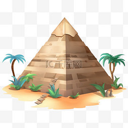 埃及守卫图片_可爱扁平风格埃及金字塔