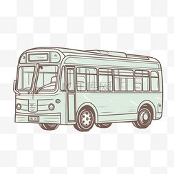 手绘插画风免抠元素公交巴士