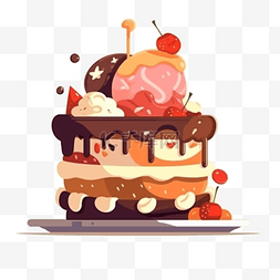 生日蛋糕甜点图片_卡通手绘甜品甜点生日蛋糕