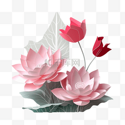 全屏海报清新花朵图片_立体剪纸花朵装饰粉色荷花