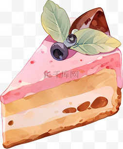 蛋糕水彩图片_卡通水彩切块蛋糕水果蛋糕