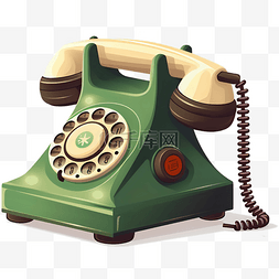 电话座机png图片_扁平风格复古座机电话