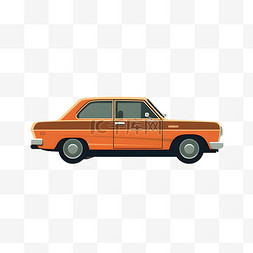 扁平风格橙色汽车图案