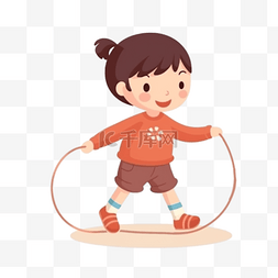 单脚跳绳图片_卡通手绘跳绳儿童