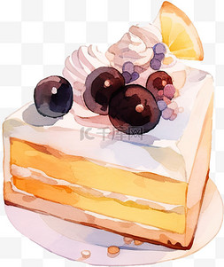 卡通小蛋糕素材图片_卡通水彩小蛋糕水果蛋糕