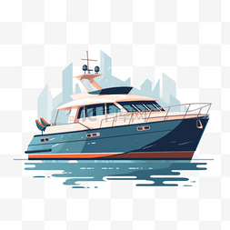 卡通手绘航海轮船游艇