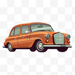轿车造型图片_卡通风格帅气橙色汽车造型