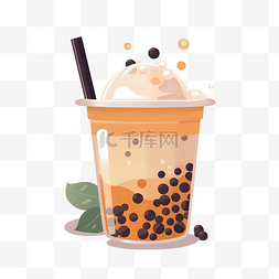 饮品饮品图片_卡通手绘珍珠奶茶
