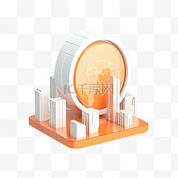 金融商务科技图片_3D金融商务橙色图标免抠元素