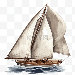 卡通帆船图片_卡通白色航行帆船