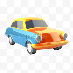 黄蓝橙色简约轿车