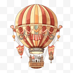 热气球矢量插画图片_扁平卡通免抠图素材热气球