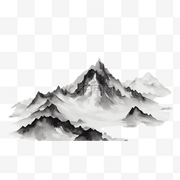 卡通水墨插画图片_卡通手绘水墨山水背景