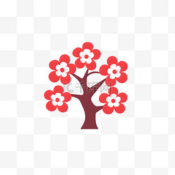 老年大学logo图片_扁平风简约美丽樱花图案