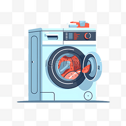 卡通扁平风家用滚筒洗衣机