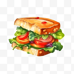 卡通鸡蛋面包图片_卡通西餐三明治面包片食物
