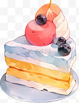 蛋糕卡通图片_卡通水彩小蛋糕水果蛋糕
