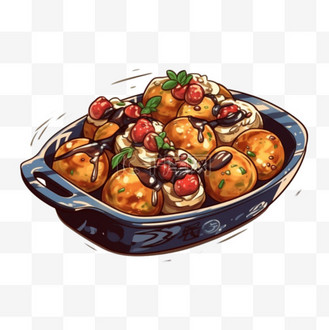 卡通手绘甜品章鱼烧