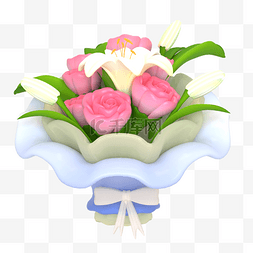 浪漫花束图片_3D立体可爱鲜花花束