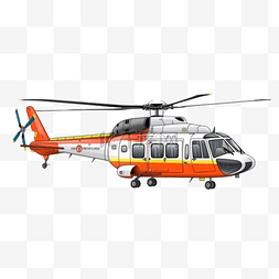 直升机图片_扁平插画手绘免抠元素直升机