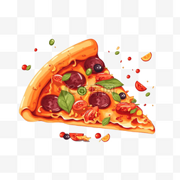 水果披萨线描图片_一块披萨食物美食餐饮零食吃货吃