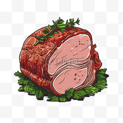 手绘插画风免抠元素猪肉