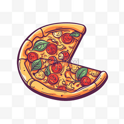 手绘插画风免抠元素披萨