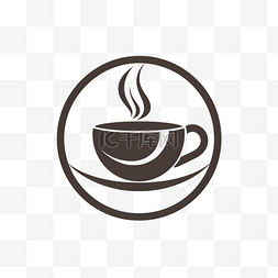 免抠人像logo图片_扁平风简约黑白咖啡图标