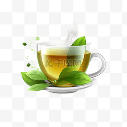 热腾腾的透明绿茶