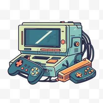 卡通手绘电子产品游戏机