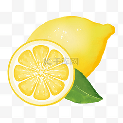 手绘卡通柠檬图片_水果黄色柠檬卡通切片