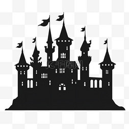 黑白城堡剪影背景图案