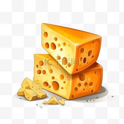 奶酪图片_手绘插画风免抠元素奶酪